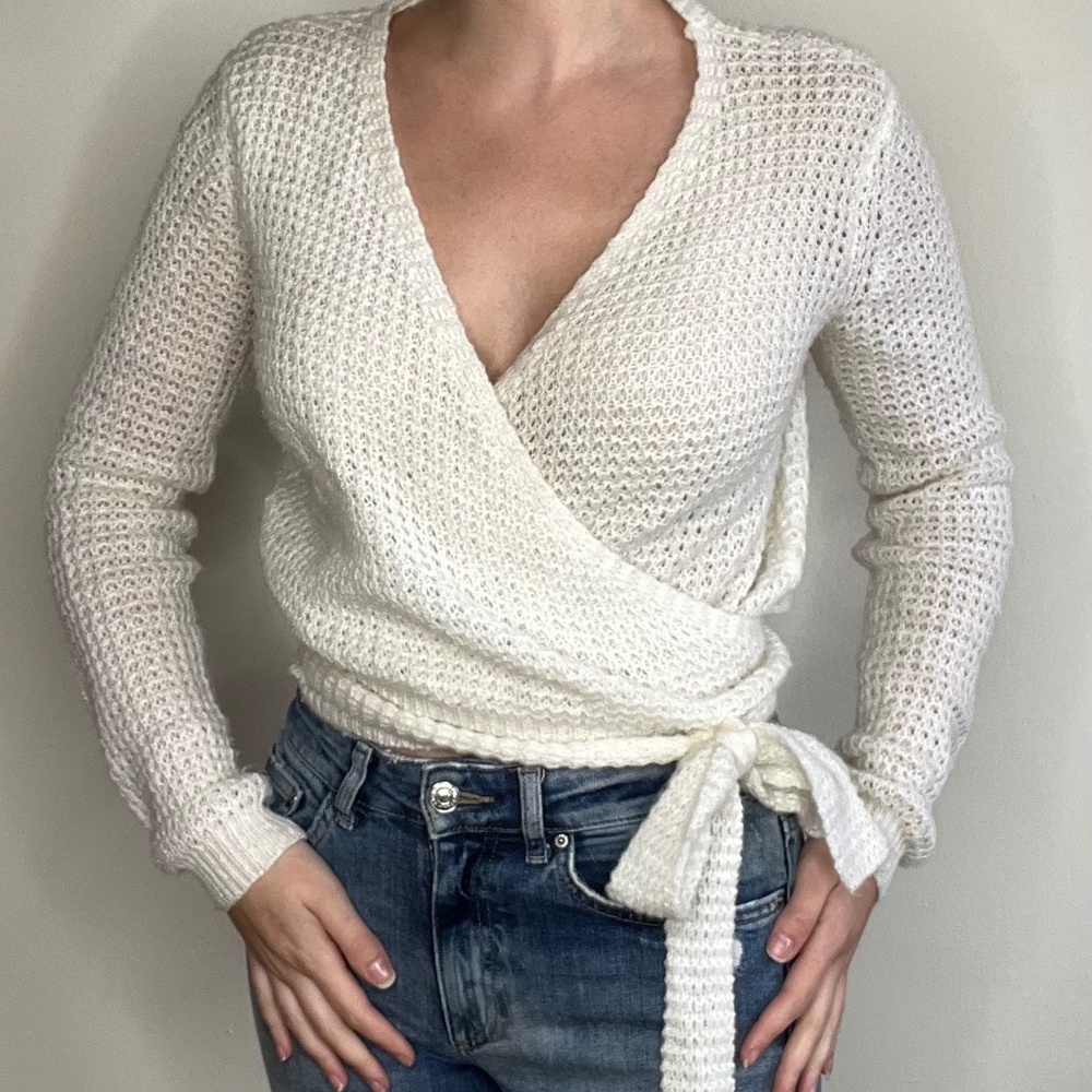 White Wrap Sweater
